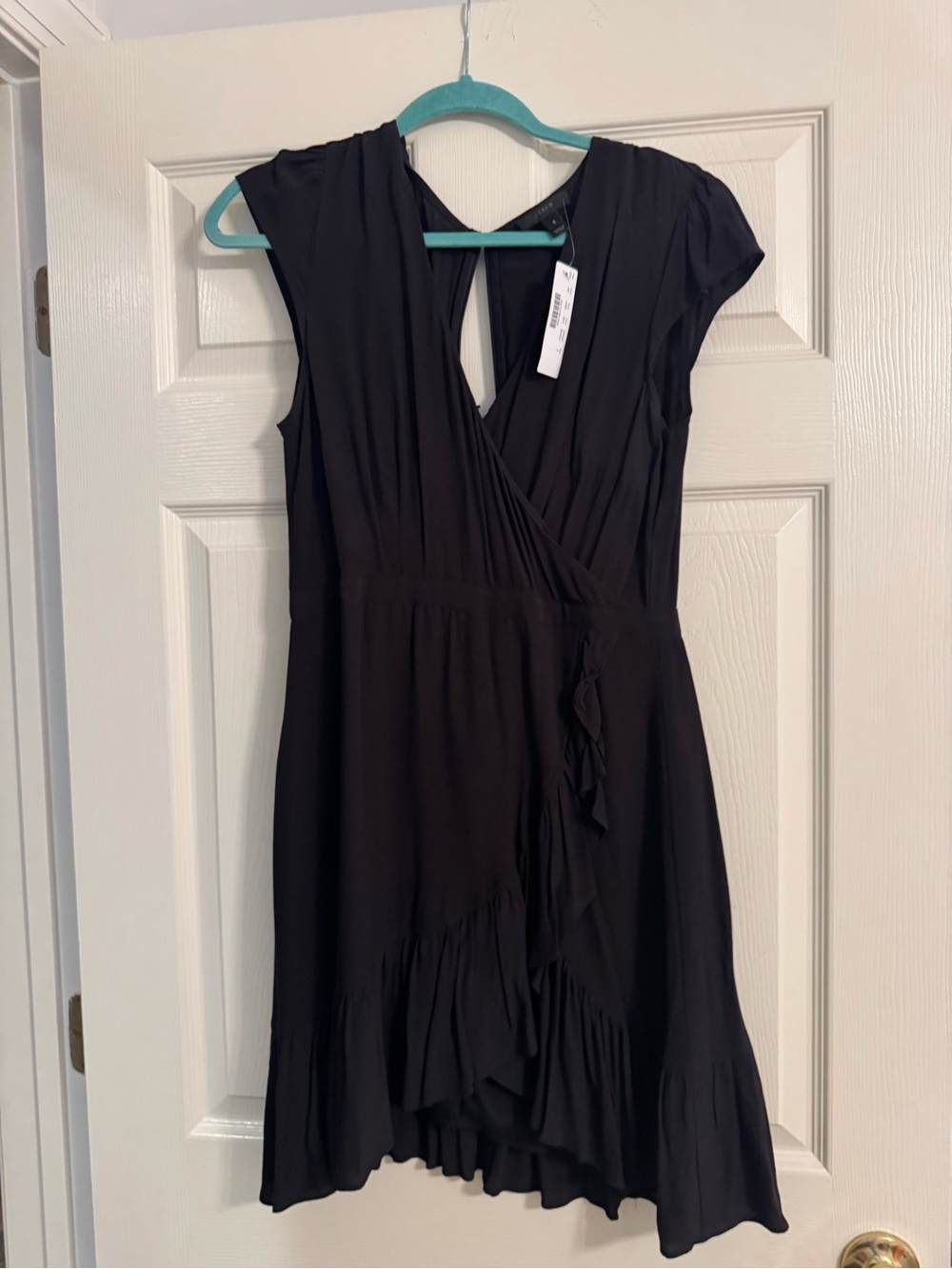 J. Crew Black One-Shoulder Wrap Dress